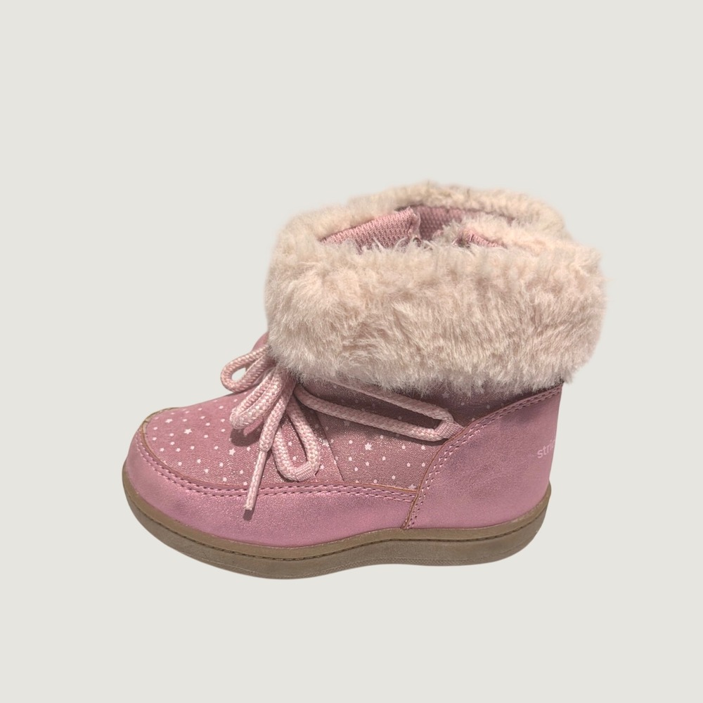 Stride Rite 360 Spruce Pink Metallic Star Faux Fur Winter Boots Kids 7M KG009902